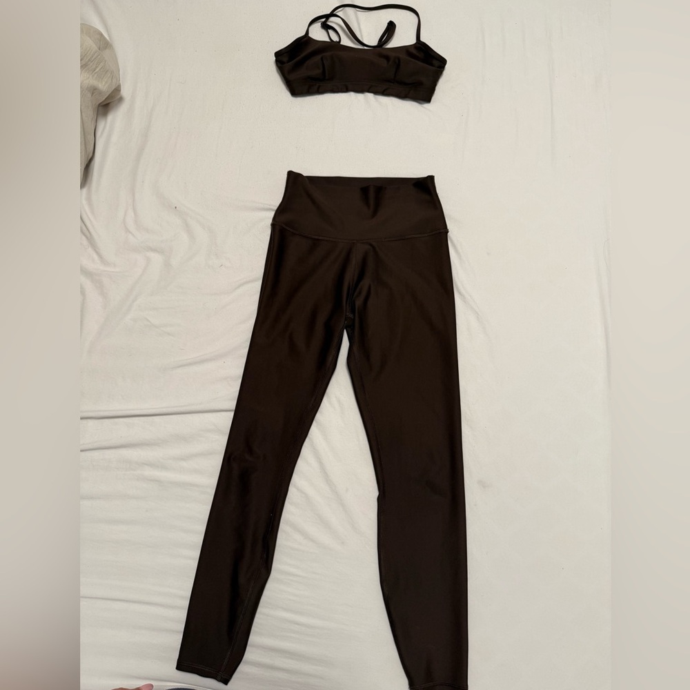 Black High-Waisted Leggings and Top Set